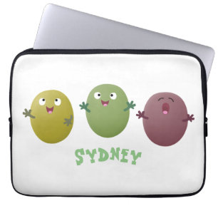 Cute happy olives singing cartoon laptop sleeve