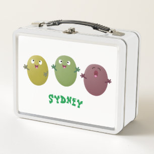 Cute happy olives singing cartoon metal lunch box