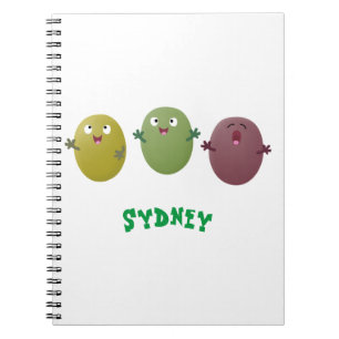 Cute happy olives singing cartoon notebook
