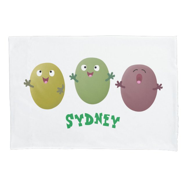 Cute happy olives singing cartoon pillowcase (Front)