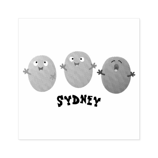 Cute happy olives singing cartoon rubber stamp (Imprint)