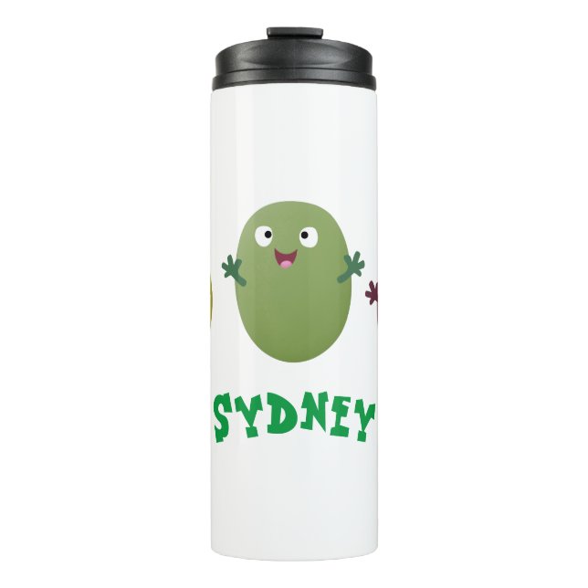 Cute happy olives singing cartoon thermal tumbler (Front)
