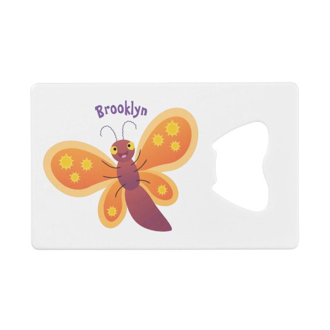 Cute happy orange butterfly cartoon illustration (Front (Horizontal))