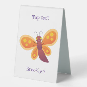 Cute happy orange butterfly cartoon illustration