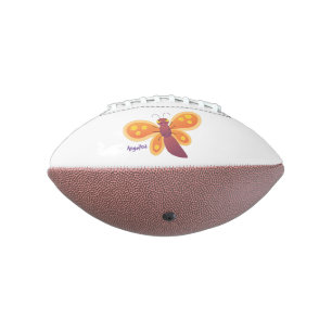 Cute happy orange butterfly cartoon illustration american football