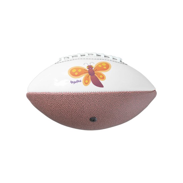 Cute happy orange butterfly cartoon illustration american football (Rotated 270)