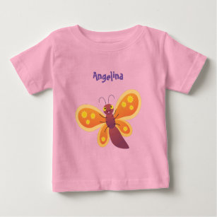 Cute happy orange butterfly cartoon illustration baby T-Shirt