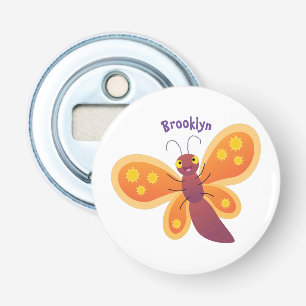 Cute happy orange butterfly cartoon illustration bottle opener