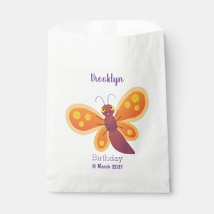 Cute happy orange butterfly cartoon illustration favour bags
