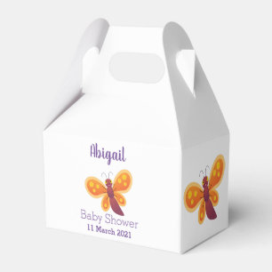 Cute happy orange butterfly cartoon illustration favour box