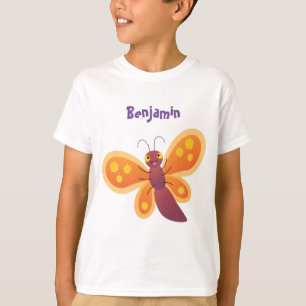 Cute happy orange butterfly cartoon illustration T-Shirt