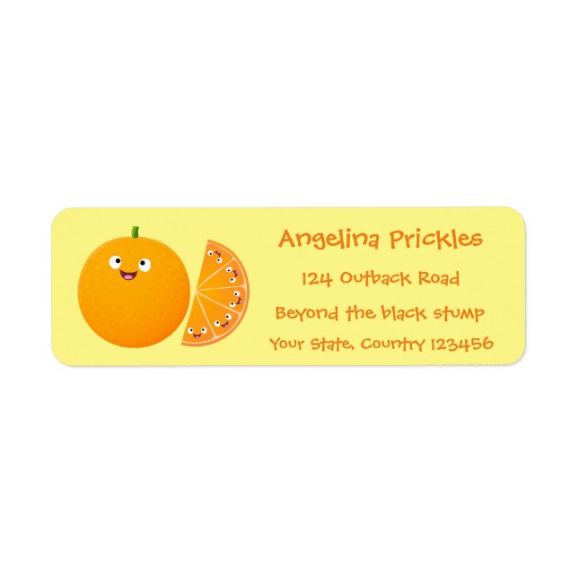 Cute happy orange citrus fruit cartoon  (Front)