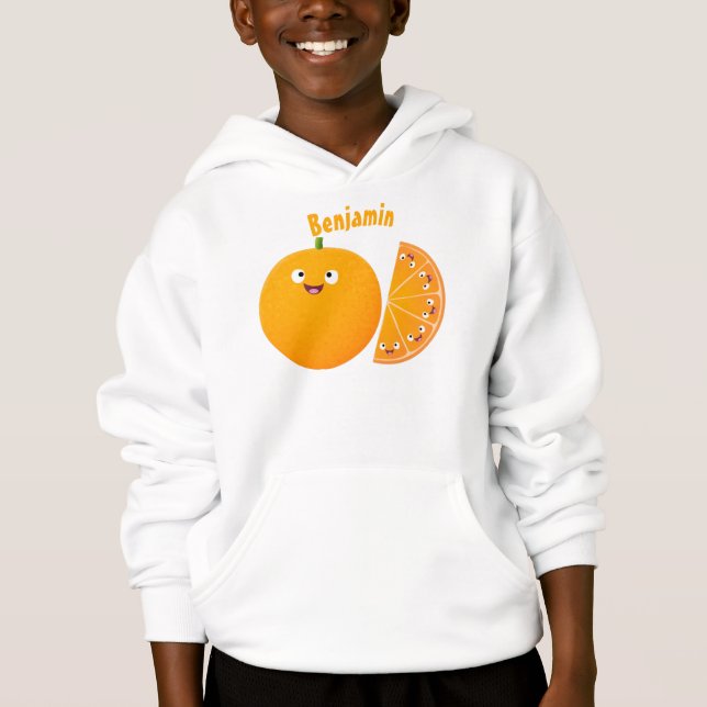 Cute happy orange citrus fruit cartoon (Front)