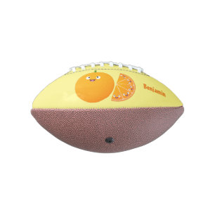 Cute happy orange citrus fruit cartoon american football
