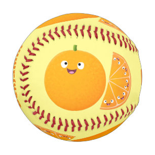 Cute happy orange citrus fruit cartoon baseball