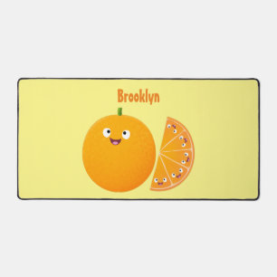 Cute happy orange citrus fruit cartoon desk mat