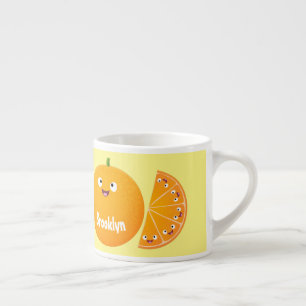 Cute happy orange citrus fruit cartoon espresso cup