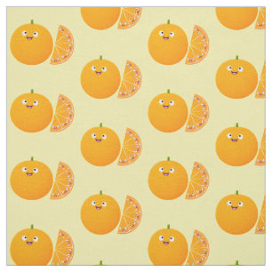 Cute happy orange citrus fruit cartoon fabric
