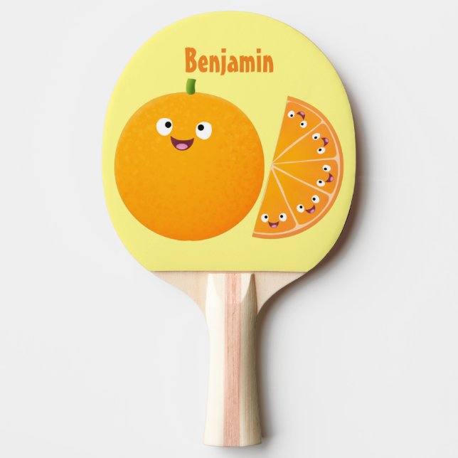 Cute happy orange citrus fruit cartoon ping pong paddle (Front)