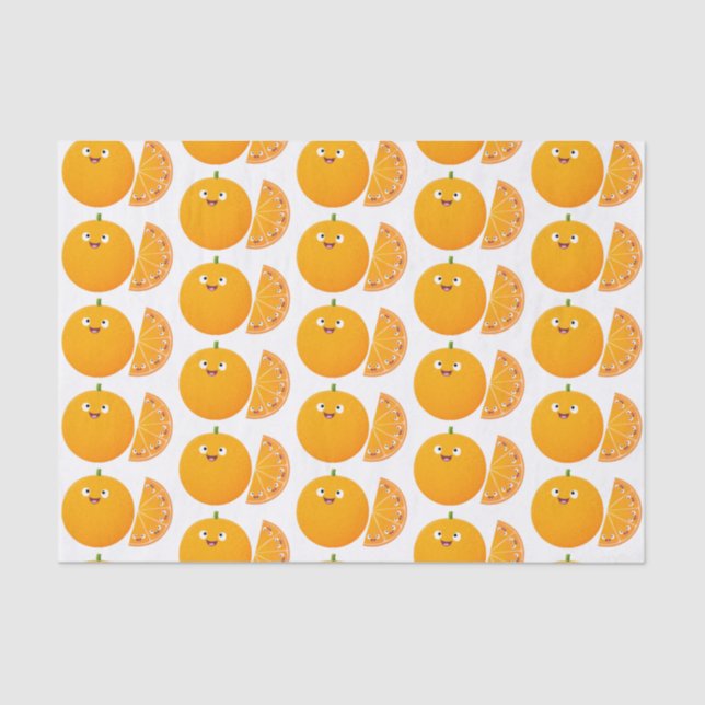 Cute happy orange citrus fruit cartoon tissue paper (Front)