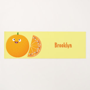 Cute happy orange citrus fruit cartoon yoga mat