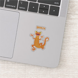 Cute happy orange dancing newt