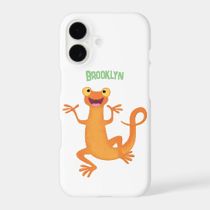 Cute happy orange dancing newt