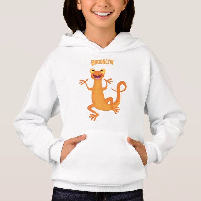 Cute happy orange dancing newt (Front)