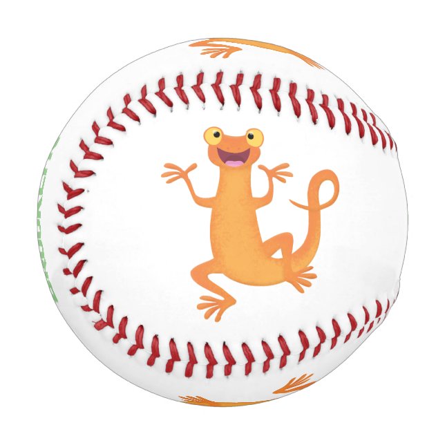 Cute happy orange dancing newt baseball (Front Left)