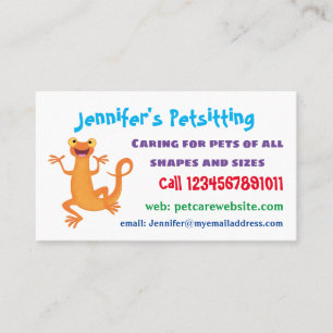 Cute happy orange dancing newt  business card