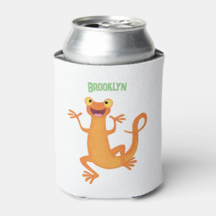Cute happy orange dancing newt can cooler