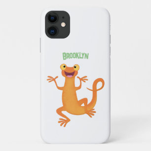 Cute happy orange dancing newt iPhone 11 case