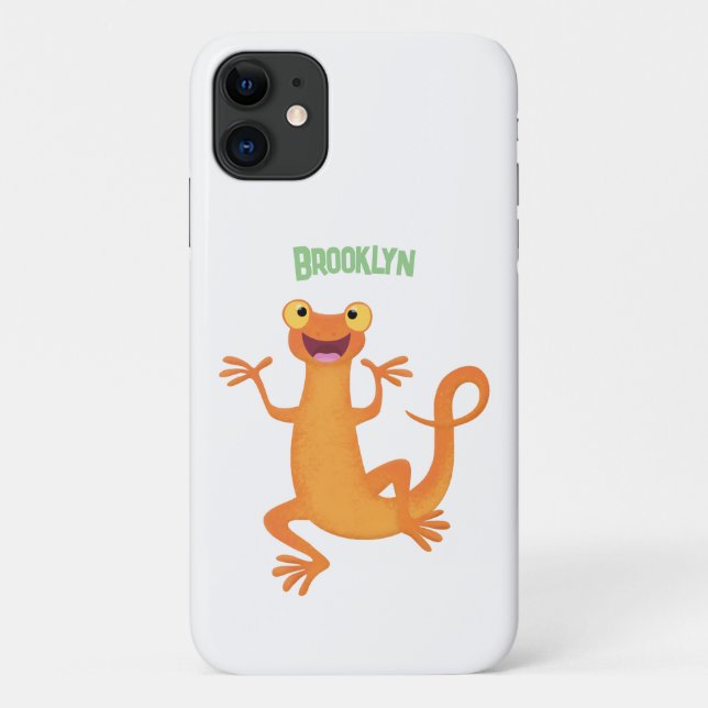 Cute happy orange dancing newt Case-Mate iPhone case (Back)