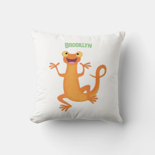 Cute happy orange dancing newt cushion