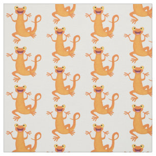 Cute happy orange dancing newt fabric