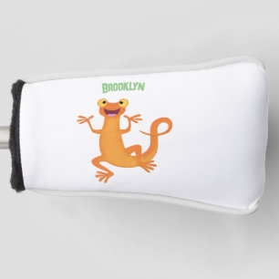 Cute happy orange dancing newt golf head cover