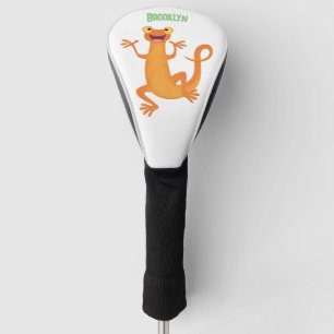 Cute happy orange dancing newt golf head cover