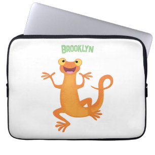 Cute happy orange dancing newt laptop sleeve