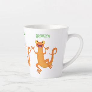 Cute happy orange dancing newt latte mug