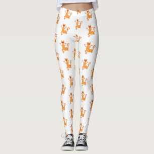Cute happy orange dancing newt leggings