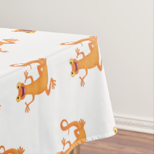 Cute happy orange dancing newt tablecloth
