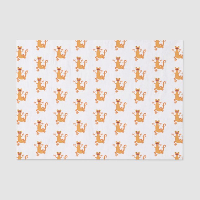 Cute happy orange dancing newt tissue paper (Front)