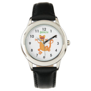 Cute happy orange dancing newt watch