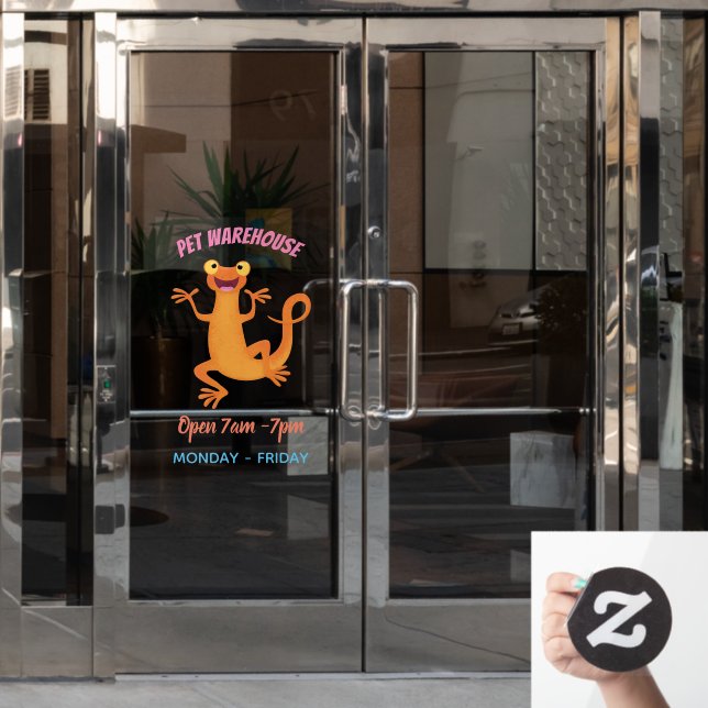 Cute happy orange dancing newt  window cling (Office Door)