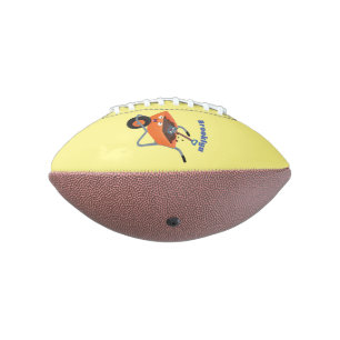 Cute happy orange wheelbarrow cartoon illustration american football
