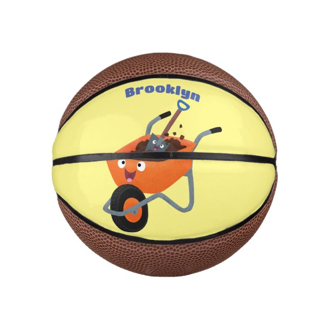 Cute happy orange wheelbarrow cartoon illustration mini basketball (Front)
