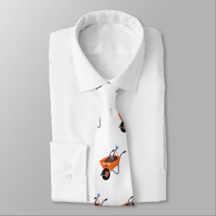 Cute happy orange wheelbarrow cartoon illustration tie