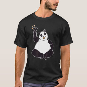 Cute Happy Panda Bear Giving A Peace Sign Illustra T-Shirt