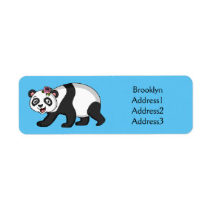 Cute happy panda bear with flower cartoon