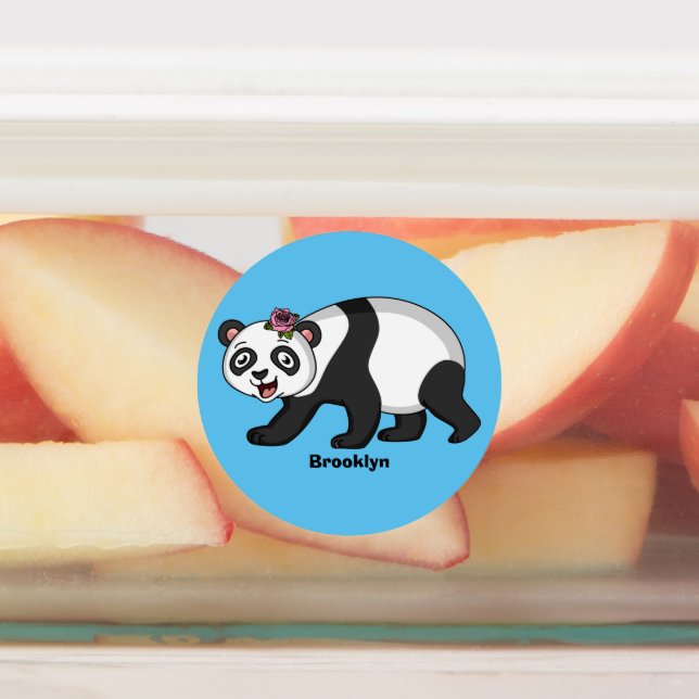 Cute happy panda bear with flower cartoon  (Affixed)